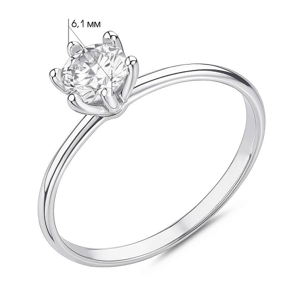 Серебряное кольцо с одним фианитом (арт. 7501/8307) – изображение 2