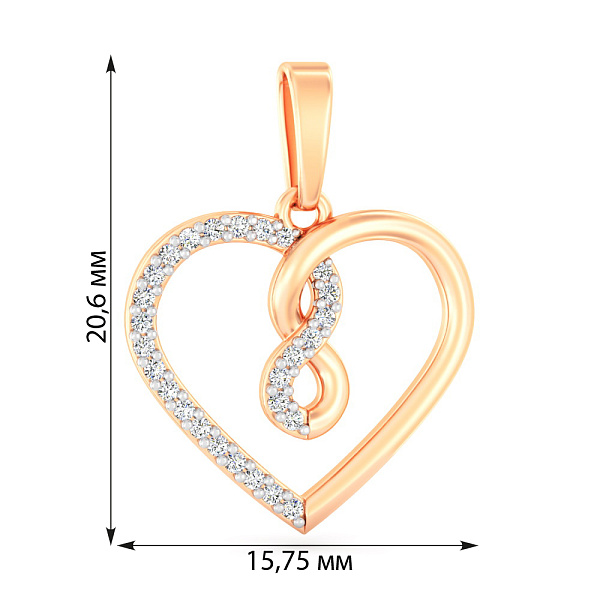 Золотая подвеска Сердечко с фианитами (арт. 440974) – изображение 3