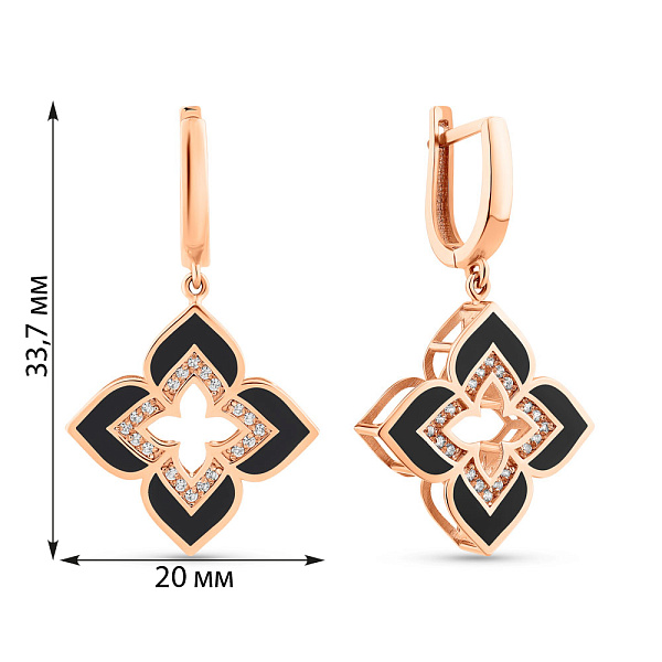 Золотые серьги с эмалью и фианитами (арт. 1091692/20еч) – изображение 4