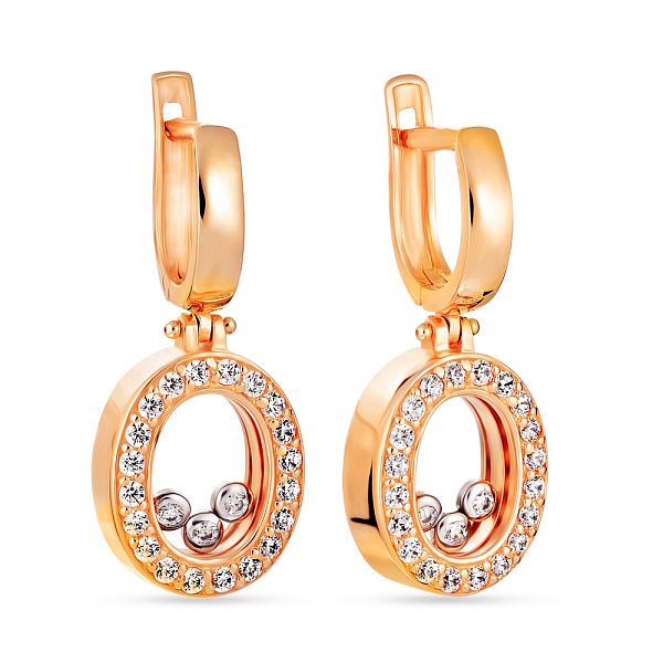 Золотые серьги подвески с фианитами (арт. 101052) – изображение 1