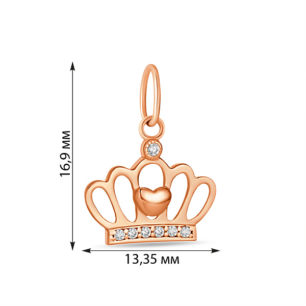 Кулон Корона из красного золота с фианитами (арт. 422426) – изображение 2
