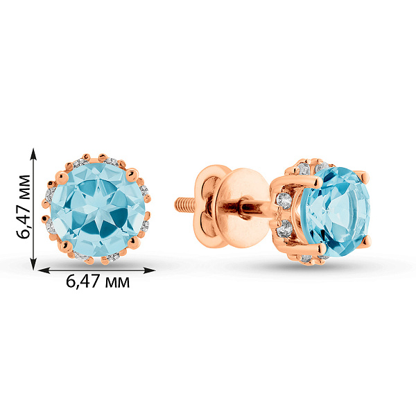 Пусеты из золота с топазами и фианитами (арт. 110637Птг) – изображение 3