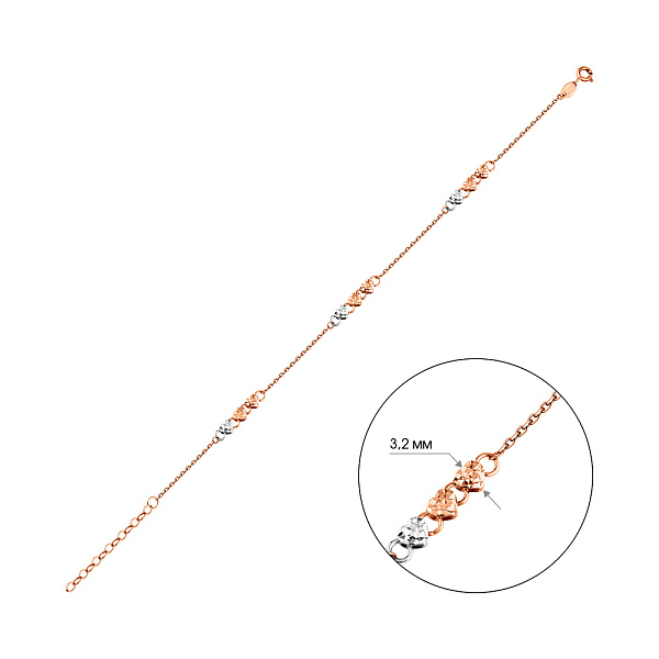 Браслет з червоного і білого золота (арт. 326397кб) – зображення 4
