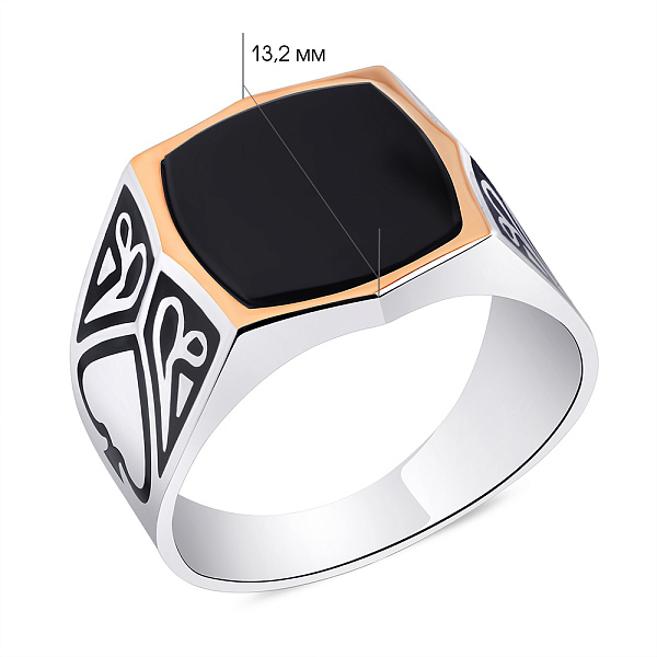 Печатка из серебра с золотой накладкой и ониксом (арт. 7206/730/1о) – изображение 4