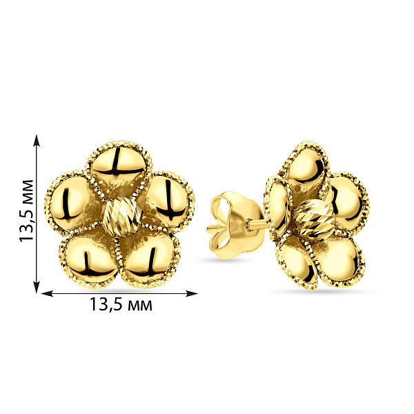 Пусети золоті Francelli Квіти (арт. 107381ж) – зображення 5
