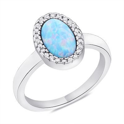 Серебряное кольцо с голубым опалом (арт. 7501/6189Пог)