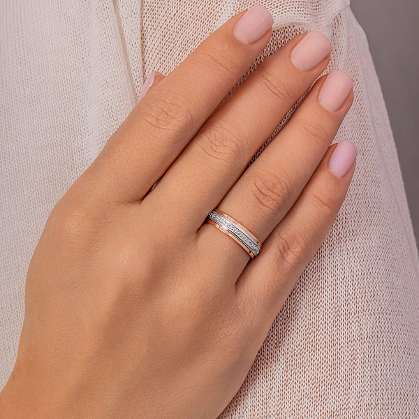 Обручальное кольцо золотое «Спаси и сохрани» с фианитами (арт. 239206) – изображение 3