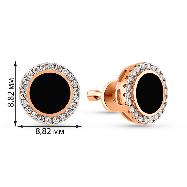 Золоті сережки-пусети Лýна з емаллю і фіанітами  (арт. 110327ч) – зображення 11