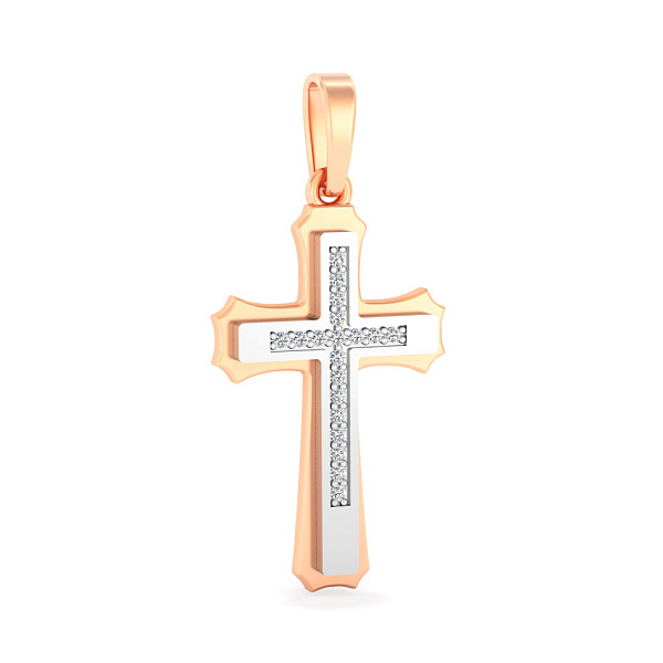 Золотой крестик с бриллиантами (арт. П011800010кб) – изображение 1