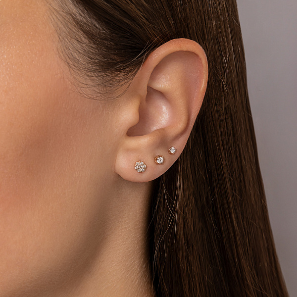 Сережки-пусети з червоного золота з діамантами (арт. Т011162010) – зображення 2