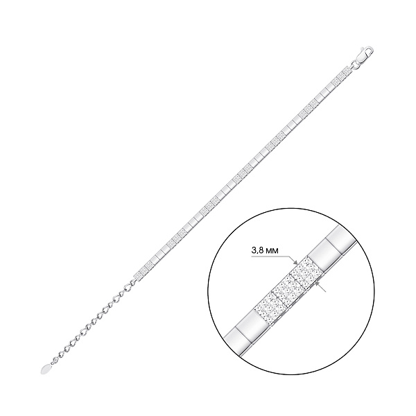 Серебряный браслет с россыпью фианитов (арт. 7509/4994) – изображение 2