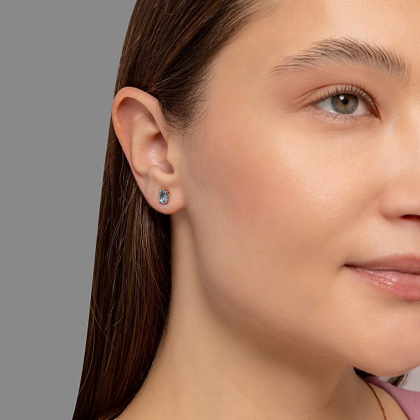 Золотые серьги пусеты с топазом (арт. 111252Птг) – изображение 3