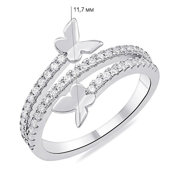 Серебряное тройное кольцо Бабочки с фианитами (арт. 7501/6973) – изображение 4