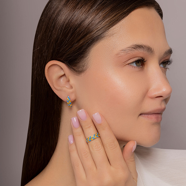 Золота каблучка Колосок з фіанітами (арт. 141339гж) – зображення 5