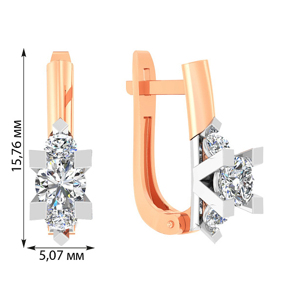 Серьги золотые с фианитами (арт. 111028) – изображение 2