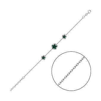 Фото Серебряный браслет с малахитом и фианитами (арт. 7509/4801млх)