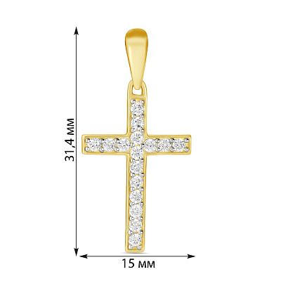 Хрестик з жовтого золота з фіанітами (арт. 440330ж)