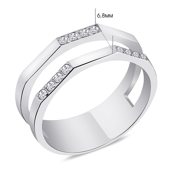 Двойное кольцо серебряное с фианитами (арт. 7501/А170кю) – изображение 2