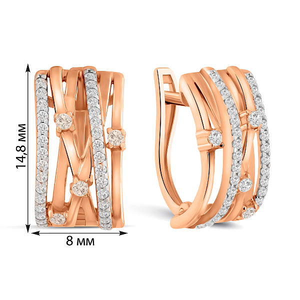 Сережки из красного золота Синергия с фианитами (арт. 110185) – изображение 3