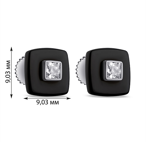 Сережки-пусети зі срібла і кераміки (арт. 7518/С2ФК/4010) – зображення 2