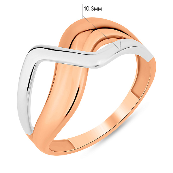 Каблучка з червоного і білого золота без каменів (арт. 156514кб) – зображення 3