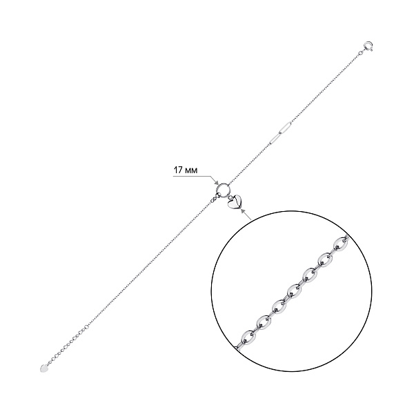 Срібний браслет на ногу Серце (арт. 7509/4114н) – зображення 2