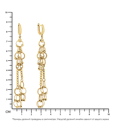 Довгі сережки-підвіски Francelli з жовтого золота  (арт. 108918ж)