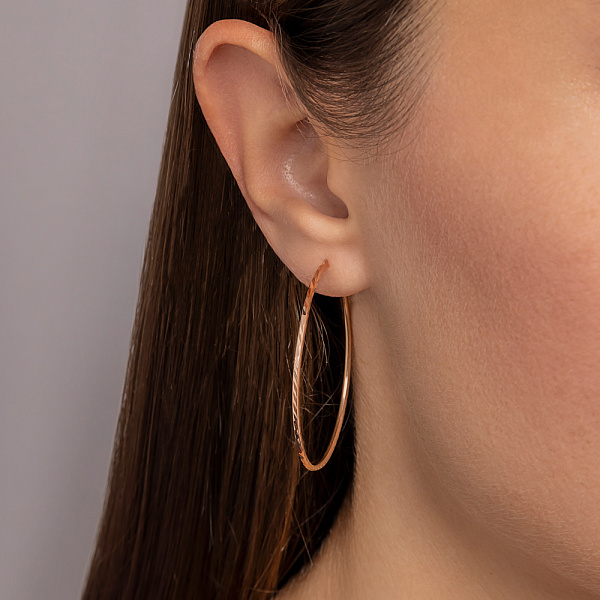 Золотые серьги-кольца с алмазной гранью (арт. 121903/40) – изображение 2