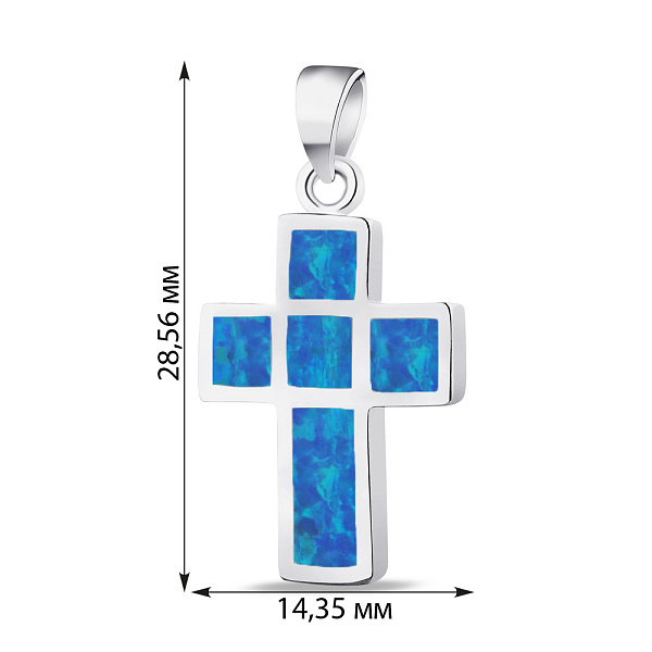 Хрестик зі срібла з опалом (арт. 7503/3021Пос) – зображення 2