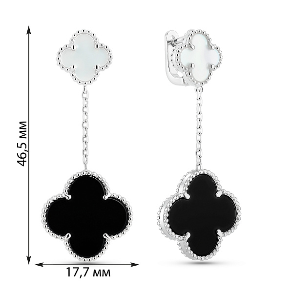 Серебряные серьги с ониксом и перламутром (арт. 7502/10084по) – изображение 2
