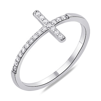 Серебряное кольцо Крестик с фианитами (арт. 7501/7003)