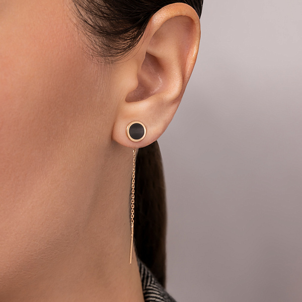 Сережки Лýна золотые с эмалью (арт. 110831ч) – изображение 2