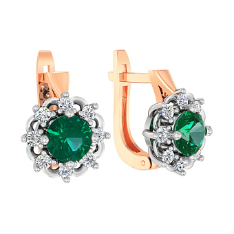 Золотые серьги с кварцем и фианитами (арт. 111042Пз)