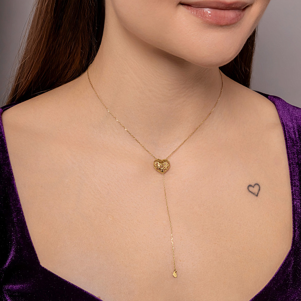 Кольє-краватка Серце з жовтого (арт. 360270ж) – зображення 3