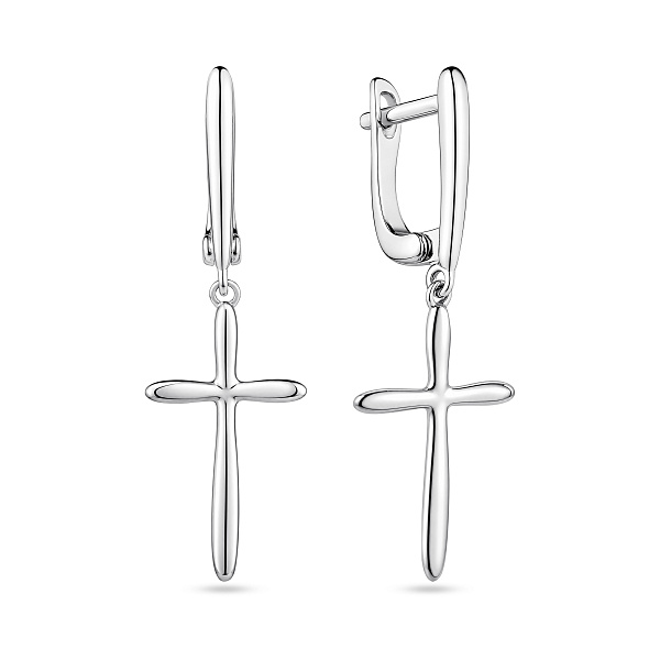Серебряные серьги с подвеской крест (арт. 7502/10540) – изображение 1
