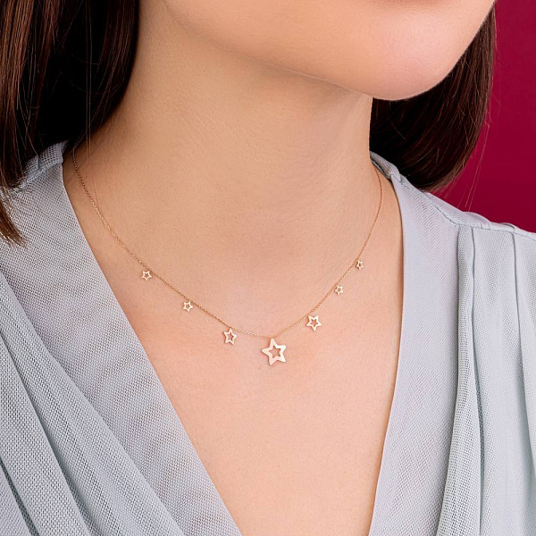 Золотое колье Звезды с подвесками (арт. 352568) – изображение 3