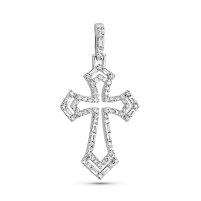 Крестик из белого золота с бриллиантами (арт. П341675050б)