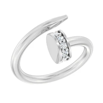 Незамкнутое кольцо "Гвоздь" из белого золота (арт. 140874б)