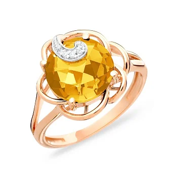 Каблучка золота з цитрином і фіанітами (арт. 140674Пц)