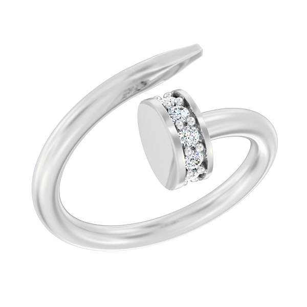 Незамкнутое кольцо "Гвоздь" из белого золота (арт. 140874б) – изображение 1