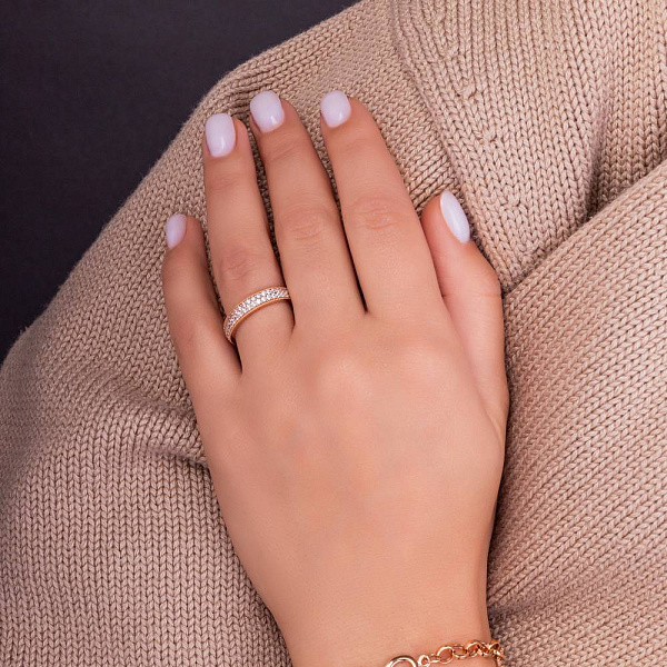 Кольцо из красного золота с фианитами (арт. 156113) – изображение 3