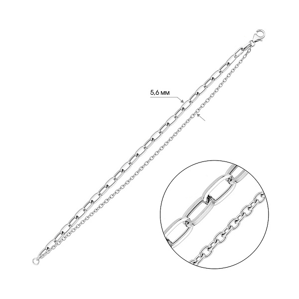 Подвійний браслет з білого золота Ланки (арт. 3261111б) – зображення 3