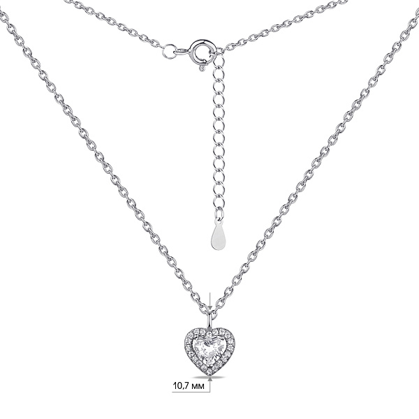 Серебряное колье Сердце с фианитами (арт. 7507/1866) – изображение 3