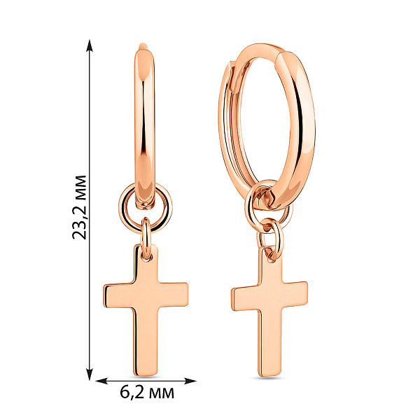 Золотые серьги с крестиками (арт. 110016) – изображение 4