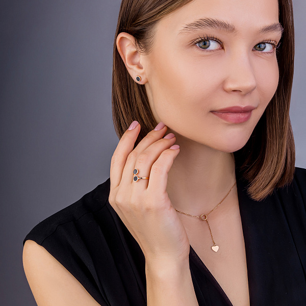 Золотое кольцо с эмалью Lu’na (арт. 141274еч) – изображение 4