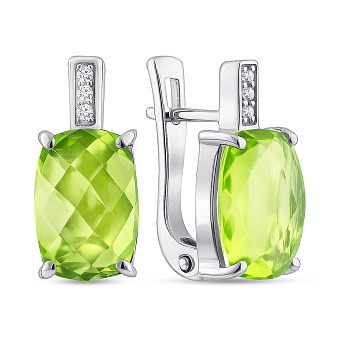 Фото Серебряные серьги с крупным хризолитом (арт. 7502/2157410Хрз)