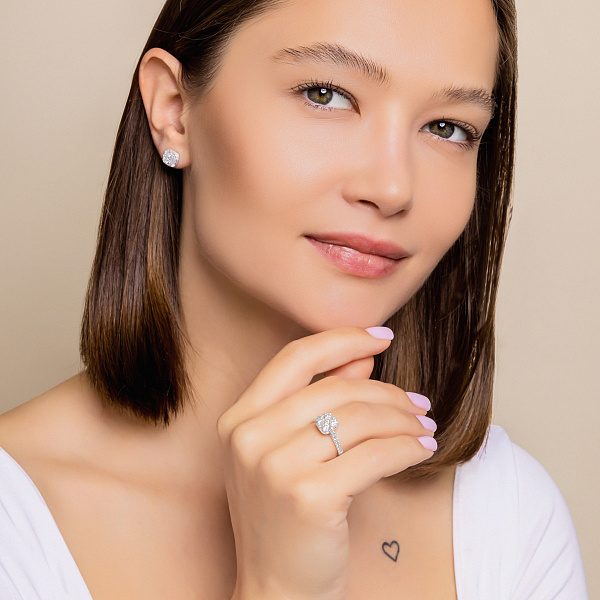 Кольцо из белого золота с бриллиантами (арт. К341577100б) – изображение 4