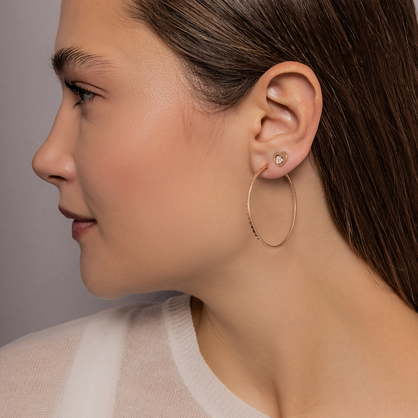 Золотые серьги Сердечки с фианитами (арт. 105671) – изображение 2