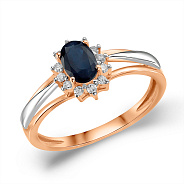 Каблучка золота з сапфіром і діамантами (арт. К011157с)