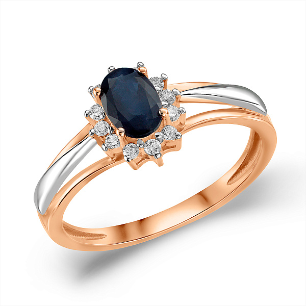 Каблучка золота з сапфіром і діамантами (арт. К011157с) – зображення 1